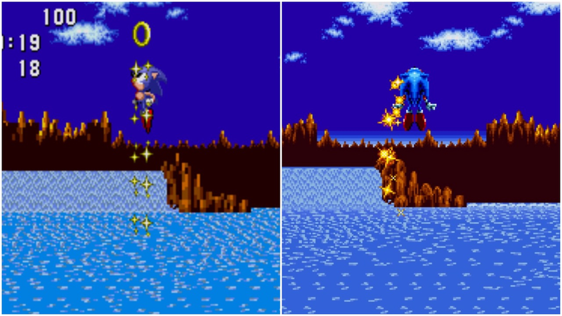 Bouncing off Green Hill Zone’s first hidden spring (Screenshots: Sonic The Hedgehog/Sonic Mania)